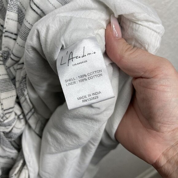 L'ACADEMIE Revolve The Meadow Dress‎ Striped White Gray Long Sleeve  Size S - Picture 13 of 14